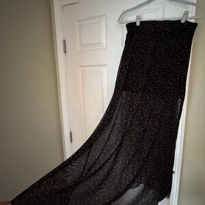 Free People Black Floral Maxi Skirt